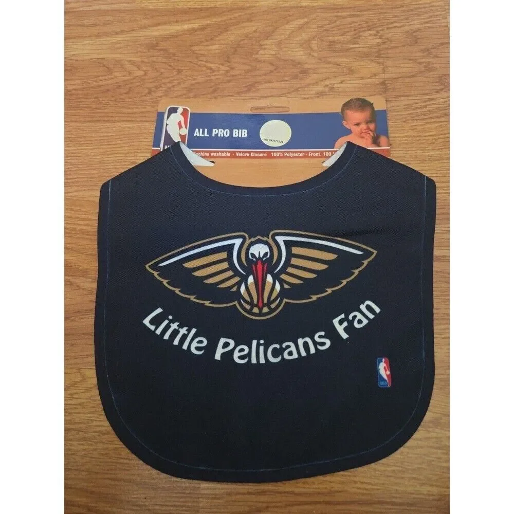 NBA New Orleans Pelicans Baby Bib Basketball Hook and Loop NEW